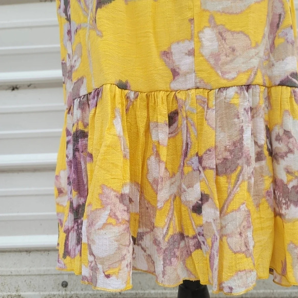 NWT Mlle Gabrielle Floral Yellow Sleeveless Sun Dress Necklace Gold sz Small - Picture 7 of 11